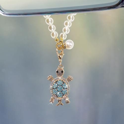 Bling Turtle Car Rear View Mirror Ornament - Rhinestone Pendant
