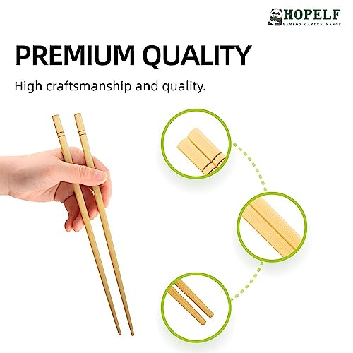 9.5-Inch Bamboo Chopsticks - Set of 5 Pairs, Eco-Friendly Design