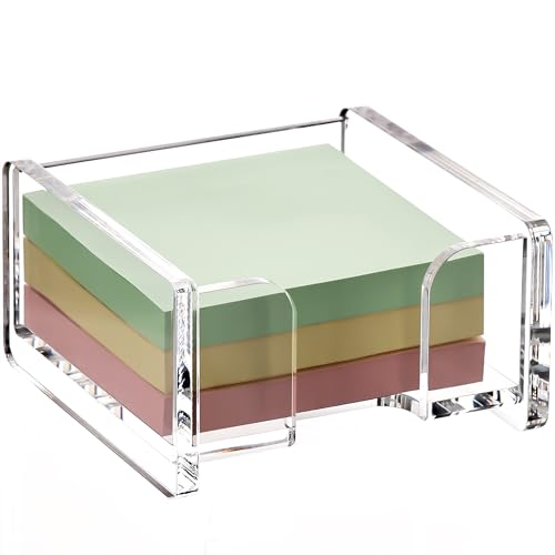 Clear Acrylic Square Sticky Note Holder - 3x3 Inch Desk Memo Dispenser