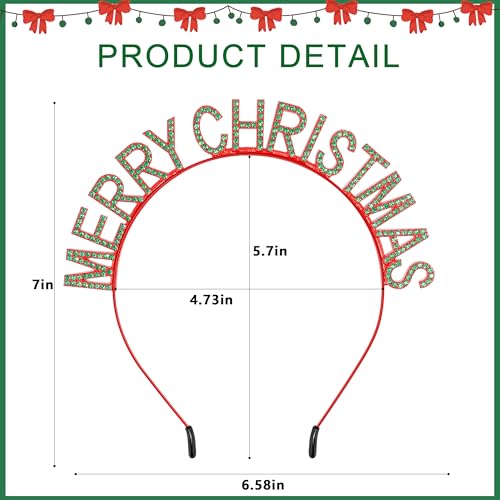 COCIDE Christmas Crystal Rhinestone Headband for Women Holiday Hair