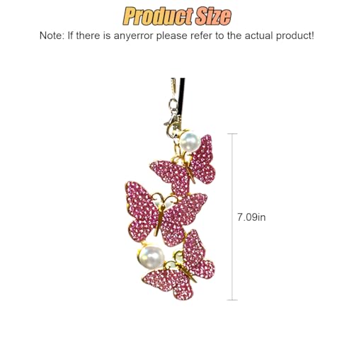 Sparkling Butterfly Car Rearview Mirror Pendant - Purple Rhinestone Charm