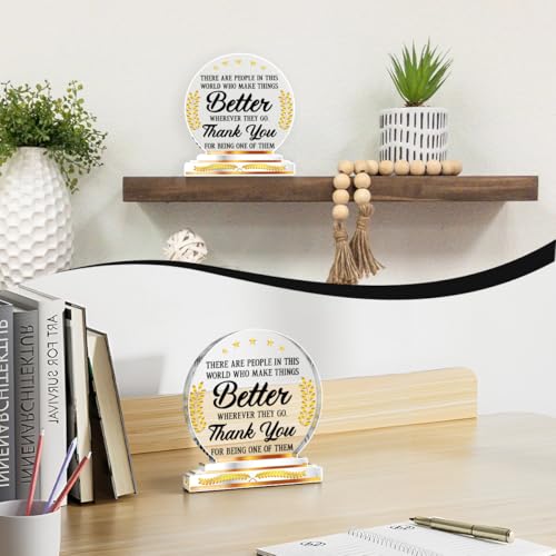 Acrylic Thank You Desk Plaque - Appreciation Gift for Coworkers, Clear C