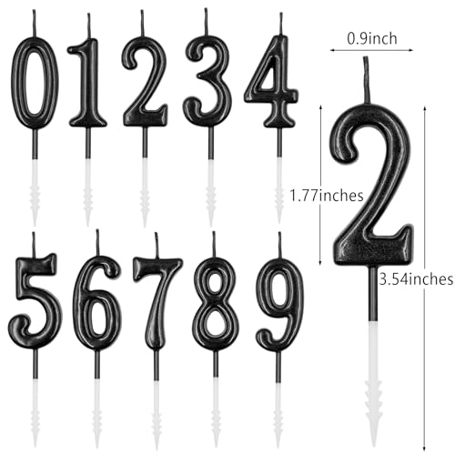 Black Number 80 Birthday Candle for Cake Decoration