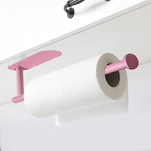 YeeBeny Pink Paper Towel Holder - Self-Adhesive or Drilling Mount