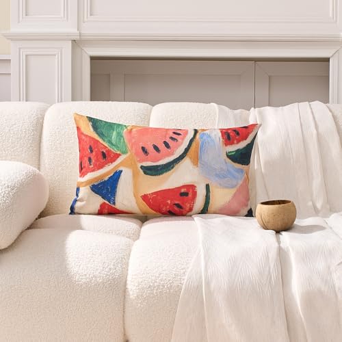 Summer Fruit Throw Pillow Covers Set of 2 12x20 Inches - Artistic Canvas-Like Decor