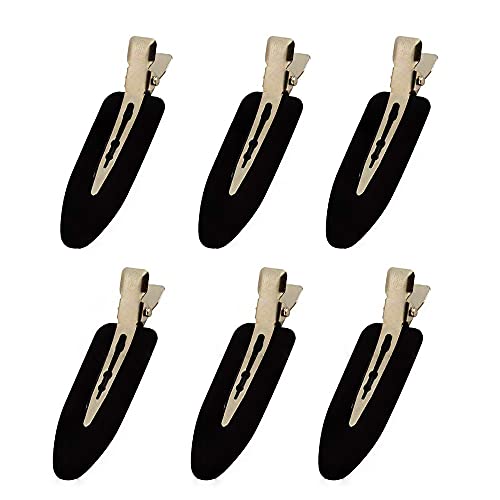 LUOTIVON 6-Pack No Bend Hair Clips for Makeup & Hairstyling (Black)
