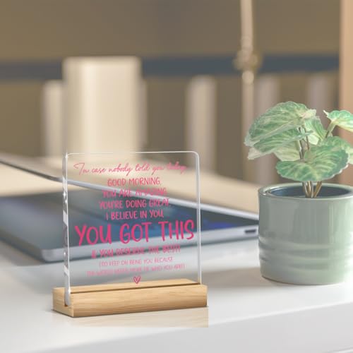Inspirational Acrylic Desk Sign - Pink 07 Motivational Affirmation Plaque