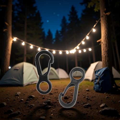 10Pcs Black Plastic Multifunction Snap Clip Hook Camping Carabiner Buckle,Camping Equipment Tent Buckle Clips Tent Hooks for Lights Hanging to Canopy Outdoor Tent Accessories and Keychain Carabiners