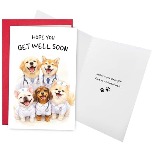 Ogeby Get Well Soon Card for Dog Lovers - Cute Recovery Card #693