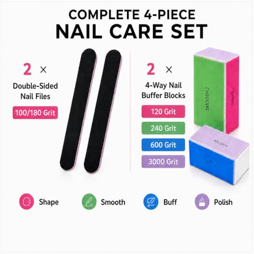 HESSION Professional Nail File and Buffer Block Set, 9-Piece Manicure Kit
