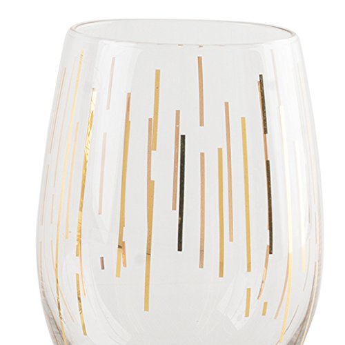 Mikasa Cheers Etched Crystal Stemless Wine Glasses, 470 ml - Gold Effect (Set of 4)