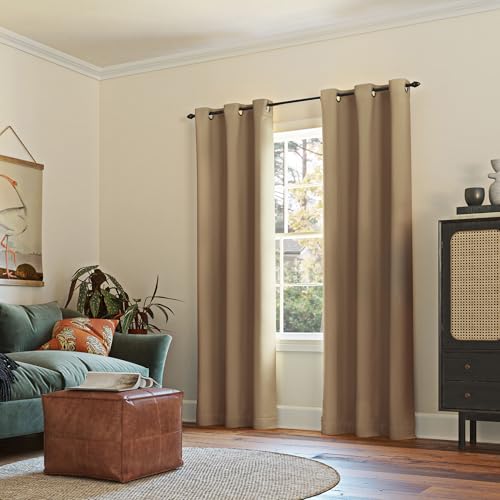 Sun Zero Easton Blackout Grommet Curtain Panel, 40" x 108", Taupe