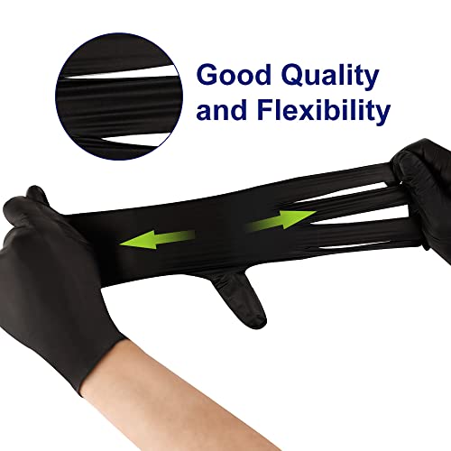 KKD Disposable Nitrile Gloves - 100 Count, Medium, 5.5 Mil, Black