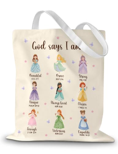 Christian Tote Bag - Princess Canvas Bible Bag for Women & Gifts
