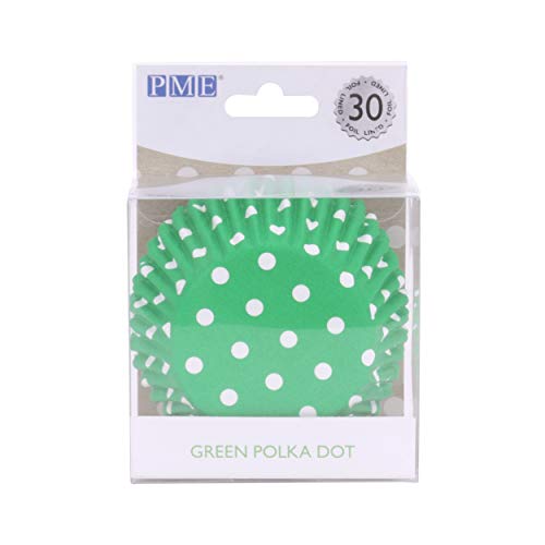 PME Green Polka Dot Baking Cups - Foil Lined, Pack of 30