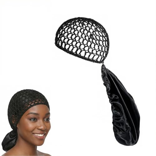 2-in-1 Reversible Adjustable Wrap Cap Bonnet with Scarf for Curly Hair