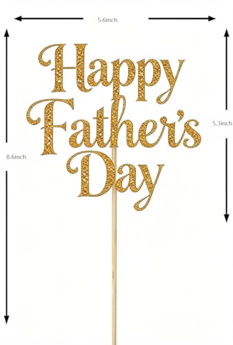 Happy Father's Day Cake Topper - Gold Glitter Decoration