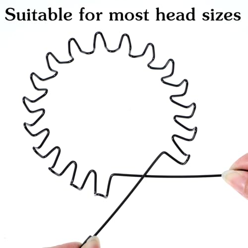 4-Pack Metal Headband for Men Women, Non-Slip Wavy Hair Band Black