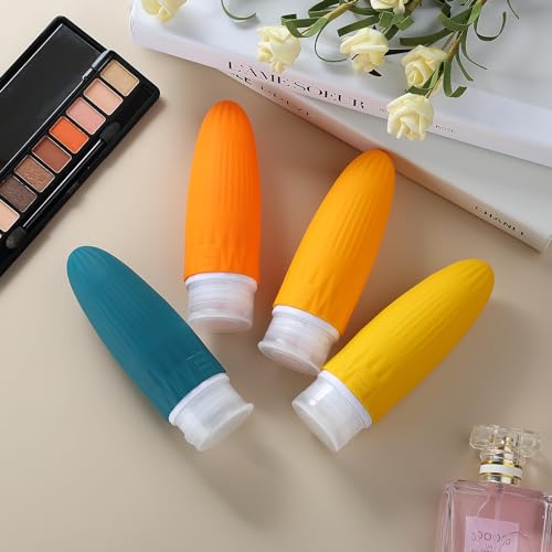 Gemice Silicone Travel Bottles for Toiletries - 3oz TSA Approved Refillable Leak Proof Containers 4 Pack