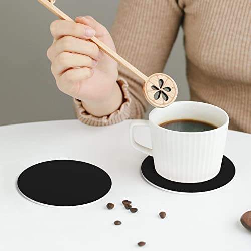 Personalized Leather Coasters Set of 6 Custom Round Black Drink Mats