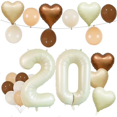 20th Birthday Decorations with 23 Pcs Balloons Set - White Foil & Latex