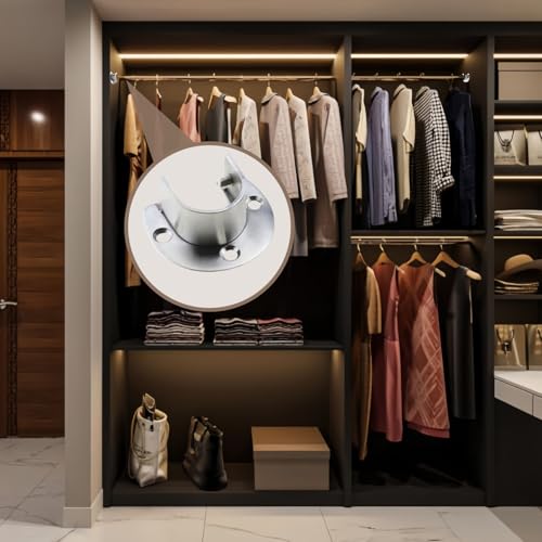 LIDBEKEI Heavy-Duty Closet Rod Support - U-Shaped Base 4-Pack - 1-Inch Diameter Flange