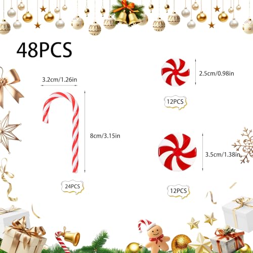 48 Pcs Christmas Candy Decorations Set - Peppermint, Candy Cane & Swirls