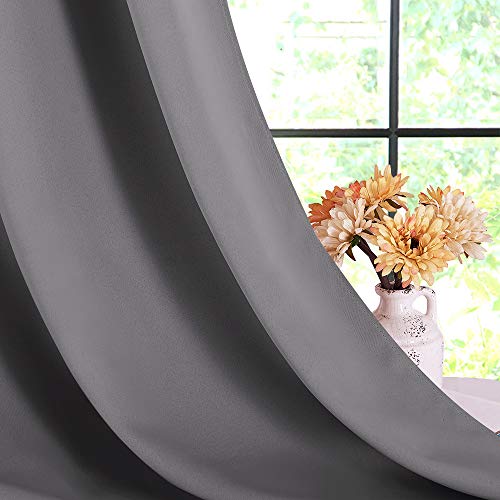 NICETOWN Grey Blackout Curtains - 70" x 54" Thermal Insulated Grommet Panels