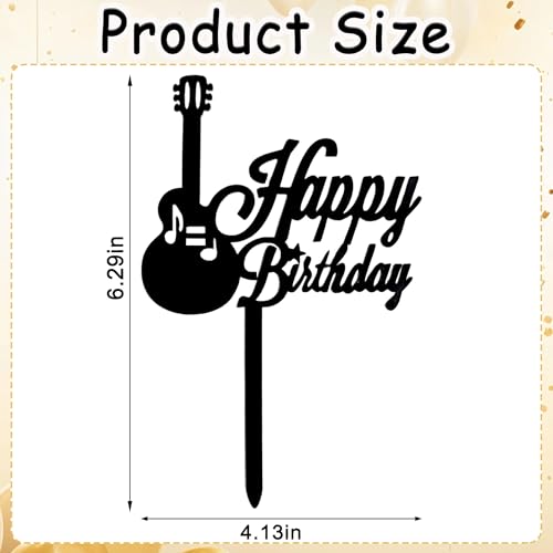 Black Bass Happy Birthday Cake Topper - Music Theme Decoration