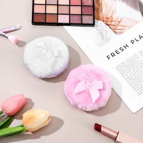 Large Fluffy Powder Puff 2-Pack - 3.5 Inch Soft Body & Loose Powder Puff