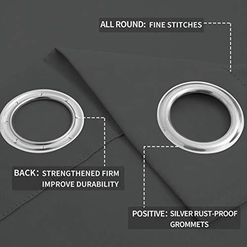 Easy-Going Grey Thermal Grommet Blackout Curtains, 2 Panels 52x63 in
