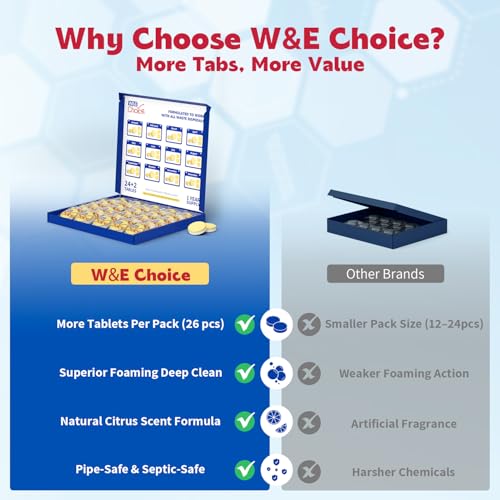W&E Choice Garbage Disposal Cleaner & Deodorizer Tablets, 26-Pack Citrus Scent