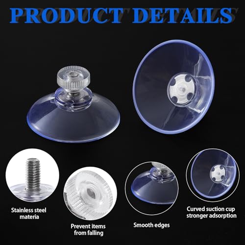 41mm Clear Suction Cups - 6 Pack Extra Strong Adhesive Pads