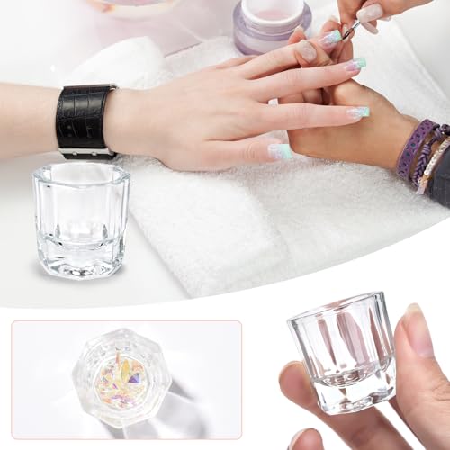 KAZIPOP 2Pcs Clear Glass Dappen Dish Cup for Acrylic Nail Monomer Liquid