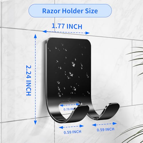 4-Pack Stainless Steel Razor Holder Hooks - Waterproof & Durable