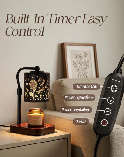 Dragonfly Adjustable Candle Warmer Lamp with Timer & 4-Level Dimmer - Height Adjustable