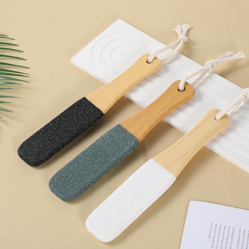 Zelphvt 3-Pack Wooden Handle Foot Scrubber & Callus Remover File