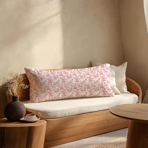 German Shepherd Body Pillow Cover 20x54 - Pink Chinoiserie Design