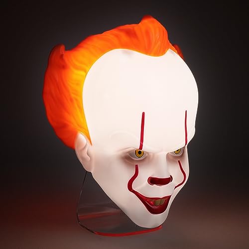 Paladone Pennywise Mask Light - Officially Licensed IT Mood Light, Wall Mountable or Free Standing Scary Halloween Decoration, Gift for Horror Movie Fans, USB Cable Included - 18cm