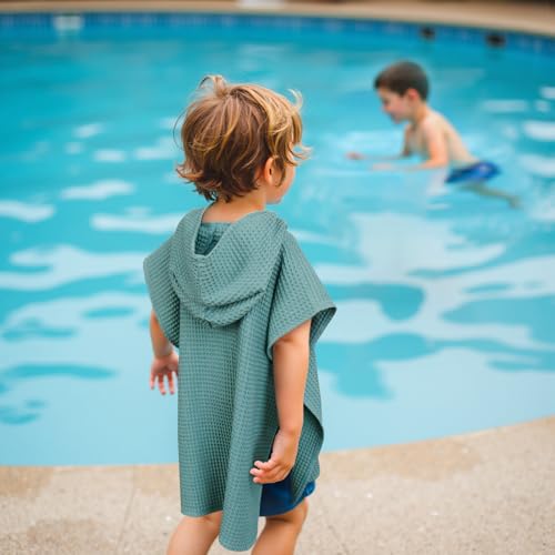 Hooded Kids Beach Towel - Sage Green Poncho for Babies & Toddlers