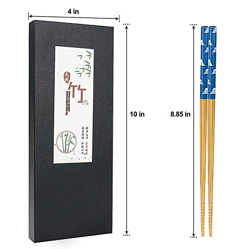 Japanese Bamboo Chopsticks Gift Set - 5 Pairs, Reusable & Non-Slip