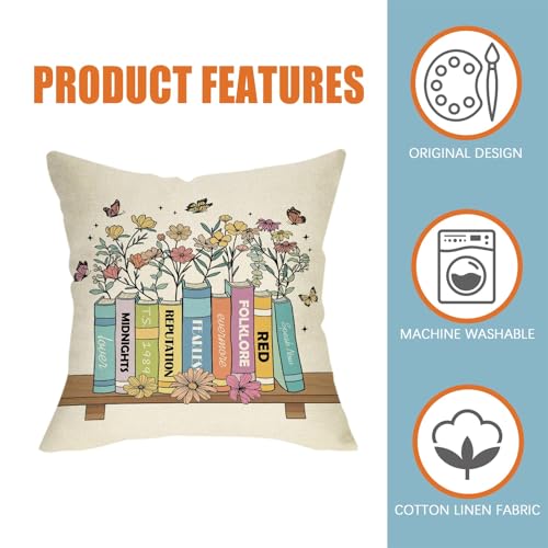 Fahrendom Music Floral Throw Pillow Cover 18x18 - Perfect for Book Lovers