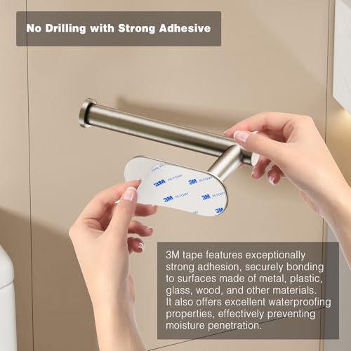 Voldra Brushed Nickel Toilet Paper Holder - Self-Adhesive Wall Mount