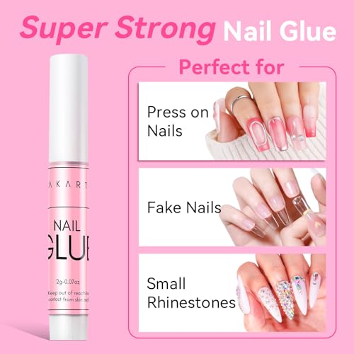 Makartt Nail Glue for Press-On Nails & Tips - 5x2g Air Dry Tubes