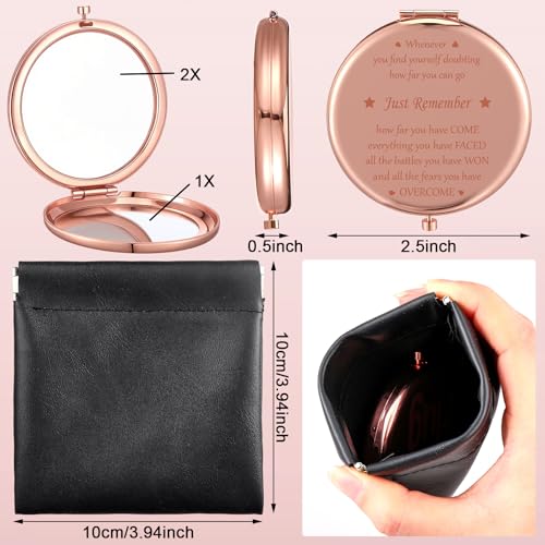 Weysat Pocket Hug Compact Mirror - Rose Gold Double Sided 1x/2x Magnifying