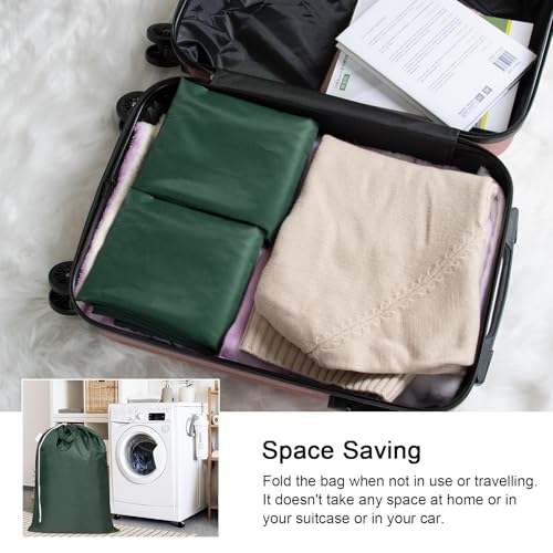 Polecasa Extra Large Heavy Duty Laundry Bag with Drawstring - 28x36, 50LB Capacity, Reinforced Handles, Green