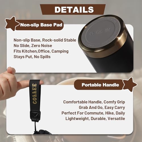 DITOSH 17.9oz Insulated Travel Coffee Mug, 316 Stainless Steel, Black