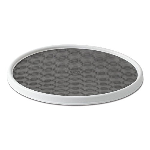 Copco 18-Inch Lazy Susan Turntable Organizer - Nonslip White/Gray Rotating Tray