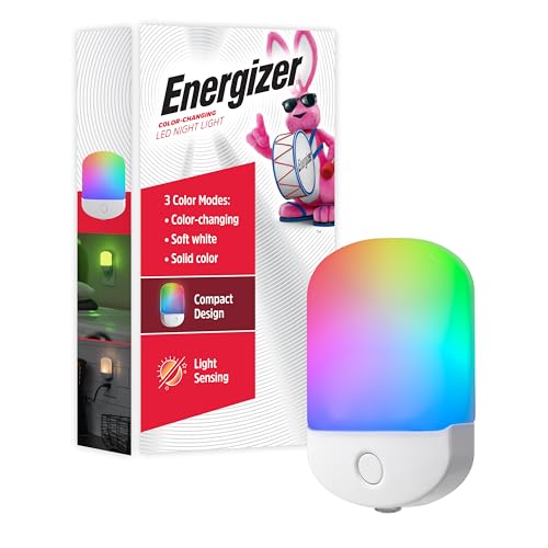 Energizer LED Color-Changing Night Light, White Base, Dusk-to-Dawn Sensor