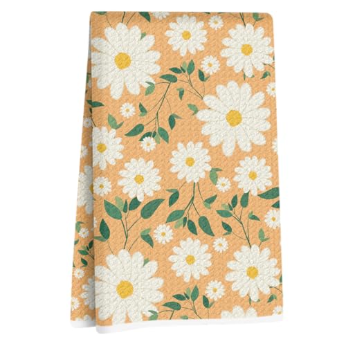 Daisy Pattern Kitchen Towels - Premium Microfiber Dish Towels